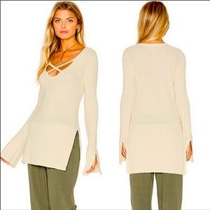 FREE PEOPLE CRISSCROSS LONG-SLEEVE TUNIC SWEATER